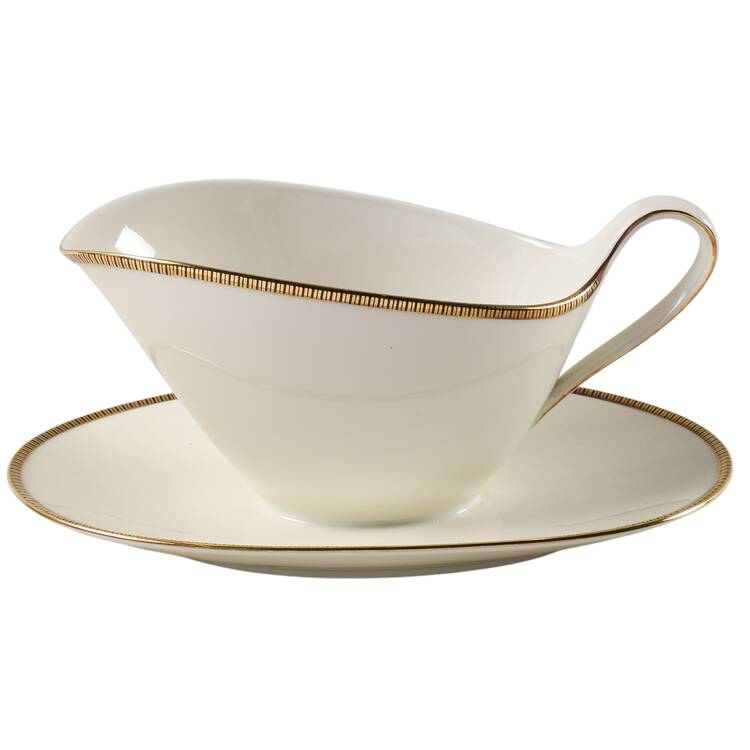 Crescent Gravy Boat with Attached Underplate