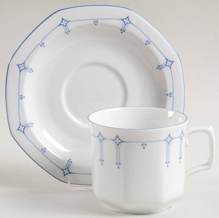 Dimity Blue Flat Cup & Saucer Set