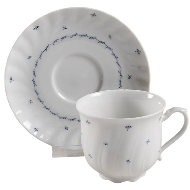 Elisa Blue (No Trim) Flat Cup & Saucer Set