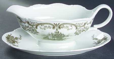 Rhinegau (Scalloped) Gravy Boat with Attached Underplate