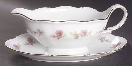 Theresia Floral Gravy Boat with Attached Underplate