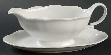 Theresia White Gravy Boat with Attached Underplate by Seltmann