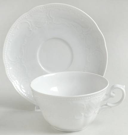 Vienna White Flat Cup & Saucer Set
