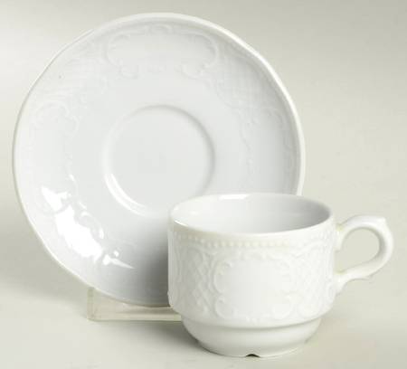 Vienna White Flat Demitasse Cup & Saucer Set