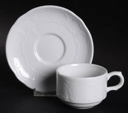 Vienna White Flat Cup & Saucer Set