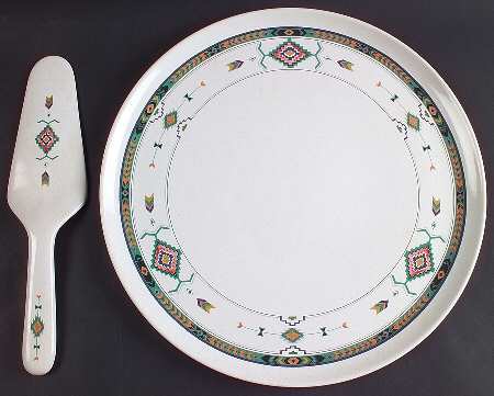 Adirondack Cake Plate & Solid Ceramic Server Set (No Box)