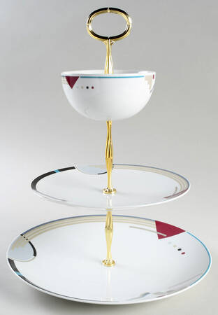 Attitudes 11 1/4"  2 Tier Footed Serving Tray (DP,SP,FR) HC