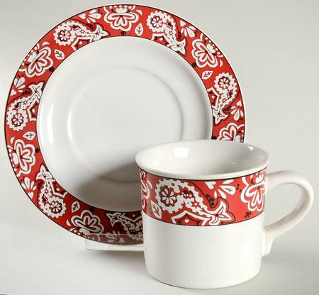 Bandana Red Flat Cup & Saucer Set