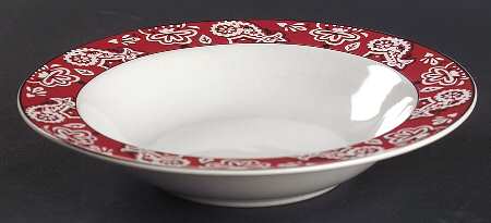 Bandana Red Rim Soup Bowl