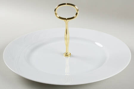 Bamboo White Round Serving Plate with Handle (CH) HC