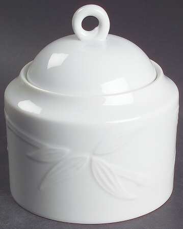Bamboo White Sugar Bowl & Lid