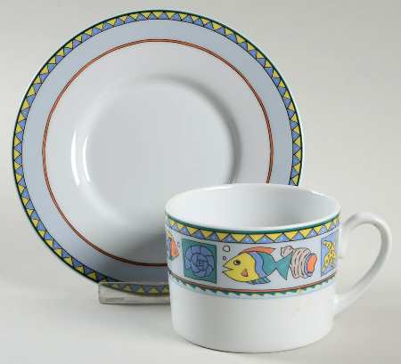 Beach Party Flat Cup & Saucer Set
