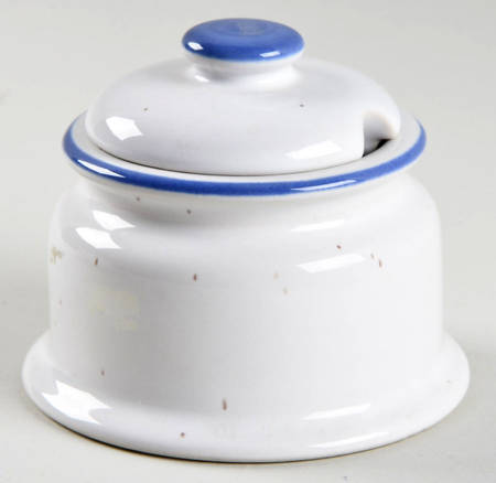 Blue Linen Sugar Bowl & Lid