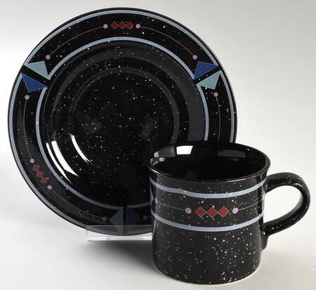 Black Marble Flat Cup & Saucer Set