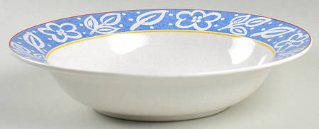 Block Print 9" Round Vegetable Bowl