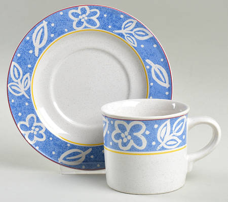 Block Print Flat Cup & Saucer Set