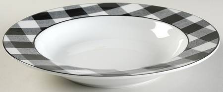 Buffalo Plaid Black and White Rim Soup Bowl