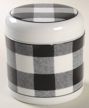 Buffalo Plaid Black and White Sugar Bowl & Lid