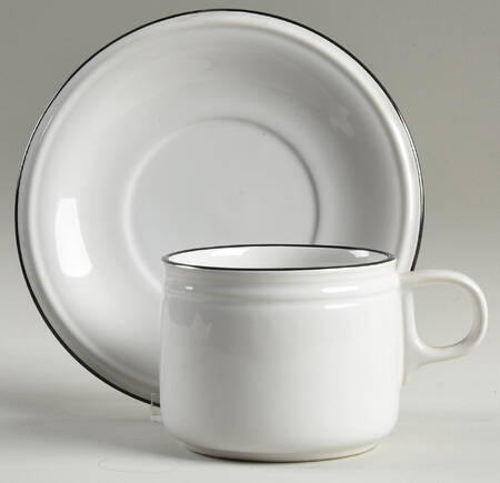 Chromatics Black Flat Cup & Saucer Set