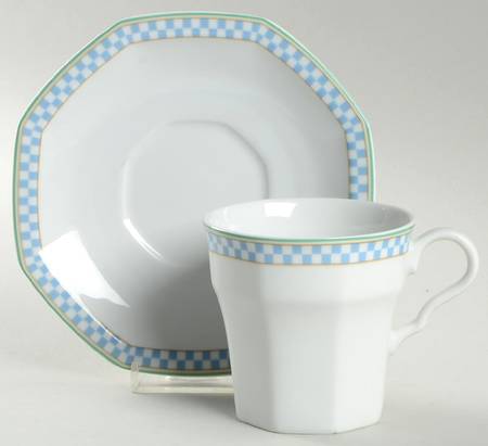 Country Cafe Blue Flat Cup & Saucer Set