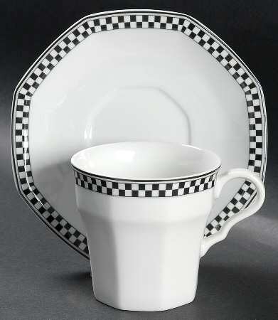 Country Cafe Black Flat Cup & Saucer Set