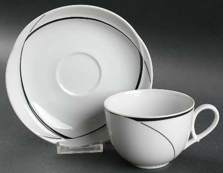 Cortina Black Flat Cup & Saucer Set