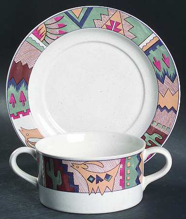 Deer Run Flat Cream Soup Bowl & Saucer Set