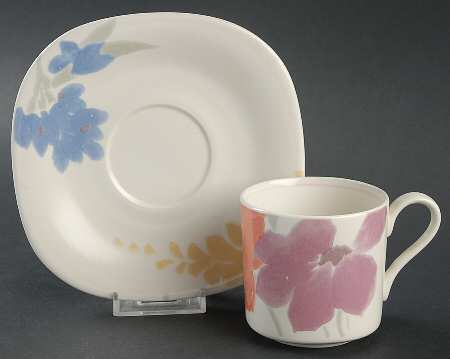 Floral Splendor Flat Cup & Saucer Set
