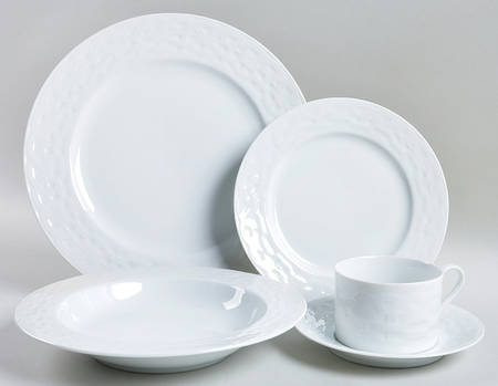 French Basket White 5 Piece Place Setting