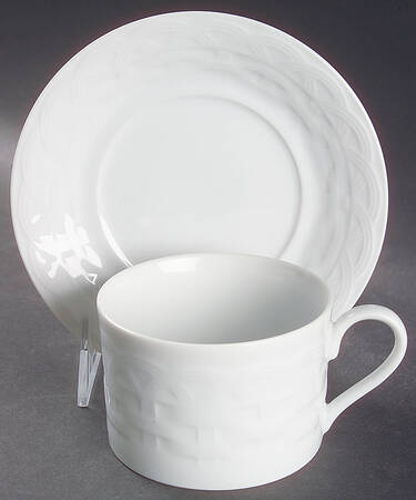 French Basket White Flat Cup & Saucer Set