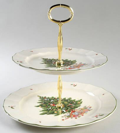 Holiday Season 6 5/8"-10"  2 Tiered Serving Tray (Dp, Sp) HC