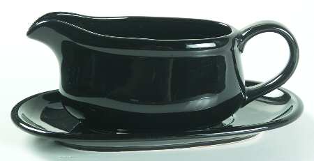 Lacquer Black Gravy Boat & Underplate