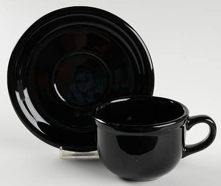 Lacquer Black Flat Cup & Saucer Set