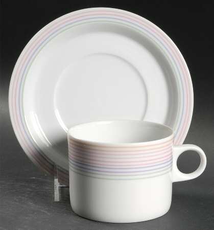 Pastel Stripes Flat Cup & Saucer Set