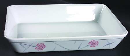 Pink Carnations 12" Rectangular Baker