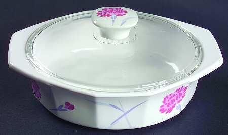 Pink Carnations 1 Pt Round Covered Casserole