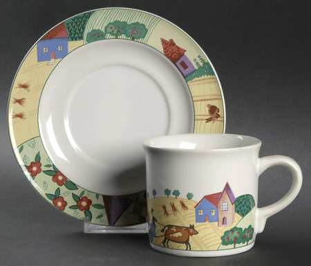 Provence Flat Cup & Saucer Set