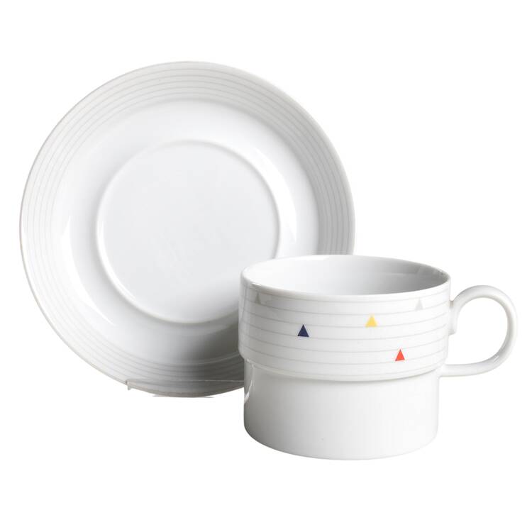 Primary Pyramids Flat Cup & Saucer Set