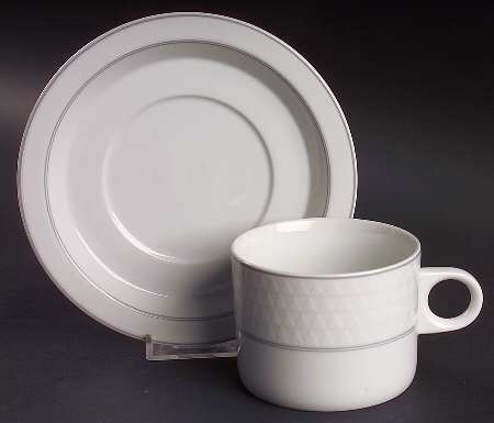Pyramid White Flat Cup & Saucer Set