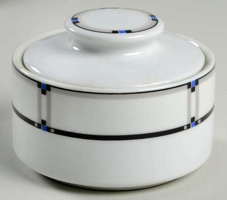 Tangent Black Blue Sugar Bowl & Lid by Studio Nova