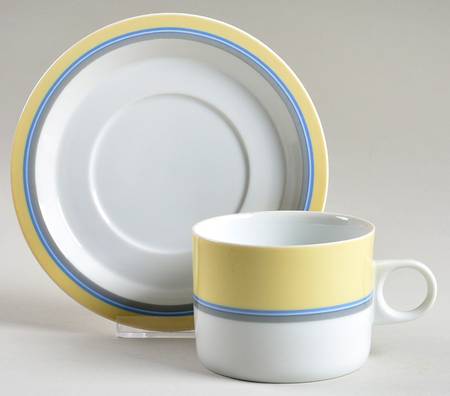 Terrace Twist Yellow Flat Cup & Saucer Set