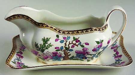 Indian Tree Gravy Boat with Attached Underplate