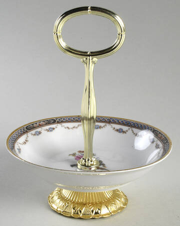Pheasant 6"-7" Handled Footed Nut Dish HC