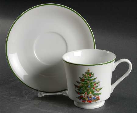 Christmas Tree Flat Cup & Saucer Set