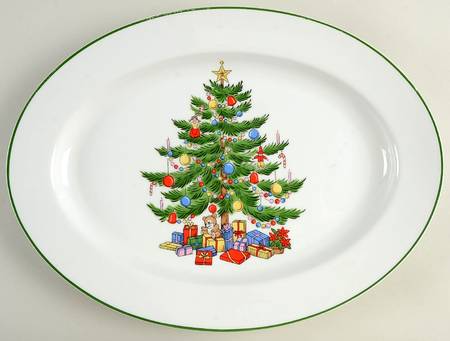 Christmas Tree 14" Oval Serving Platter