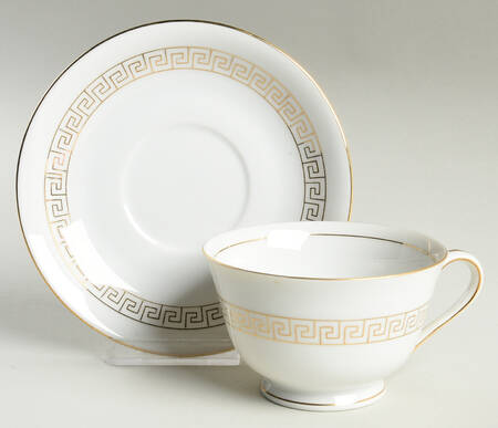 Golden Key Footed Cup & Saucer Set