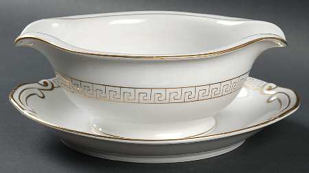 Golden Key Gravy Boat with Attached Underplate