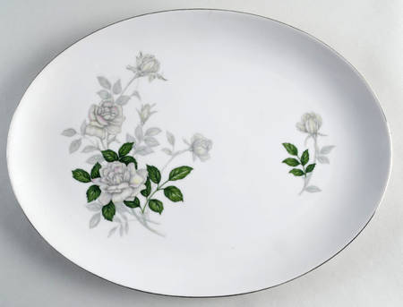 Gray Pearl (Platinum Trim) 14" Oval Serving Platter