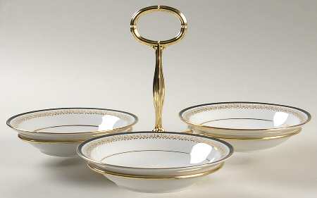 Kent 7" x 12" 3-Part Relish & Metal Stand (FR) HC