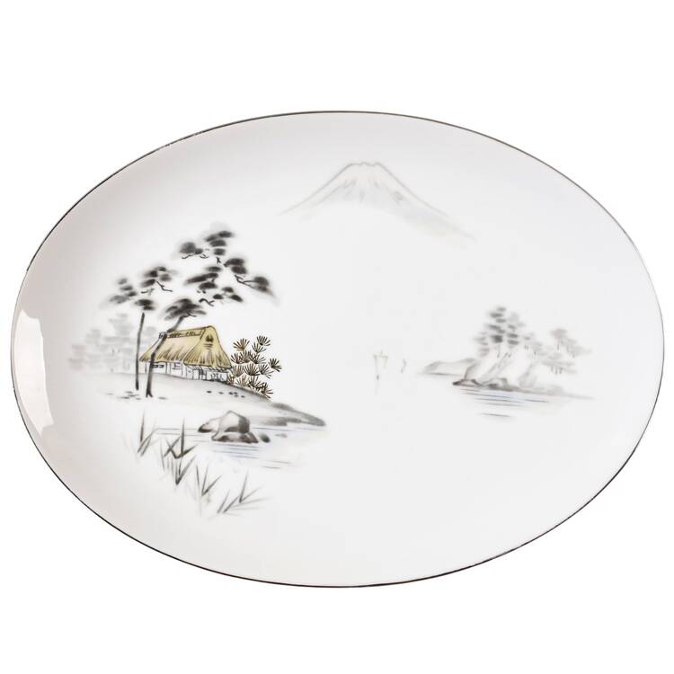 Mt. Fuji Coupe Shape 12" Oval Serving Platter